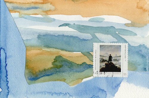 Cartoon: Echo (medium) by Kestutis tagged dada,postcard,art,kunst,caspar,david,friedrich,keastutis,lithuania