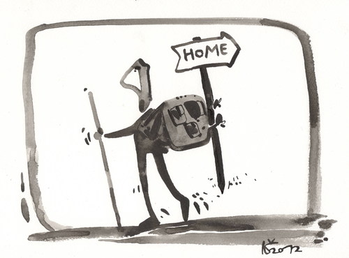 Cartoon: EMIGRATION (medium) by Kestutis tagged home,heimat,trip,travel