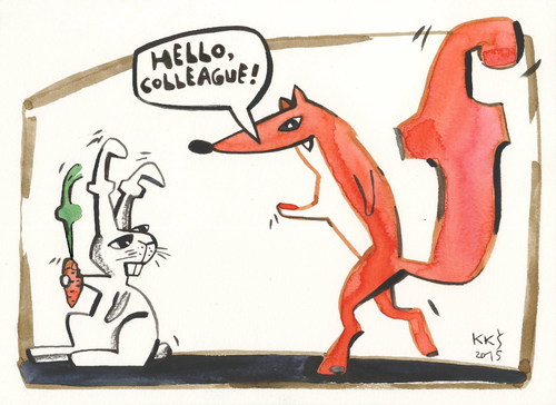 Cartoon: facebook 2 (medium) by Kestutis tagged facebook,fox,hare,carrot,internet,kestutis,lithuania,computer,communication