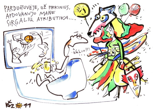 Cartoon: FANS ATTRIBUTES (medium) by Kestutis tagged attributes,fans,sport,basketball