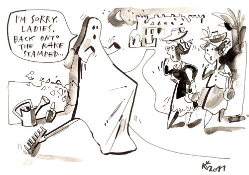 Cartoon: GHOST (medium) by Kestutis tagged ghost,happening,night,adventure,castle,humor,park,geist,gespenst