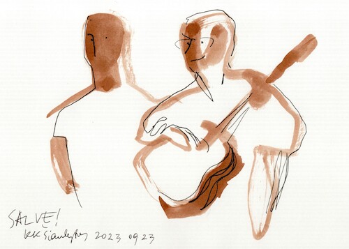 Cartoon: Guitarist and singer (medium) by Kestutis tagged guitarist,singer,sketch,music,concert,kestutis,lithuania