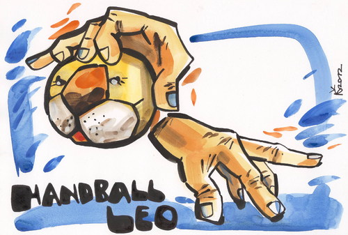 Cartoon: HANDBALL LEO (medium) by Kestutis tagged leo,handball,lion,pantomima,sport,hand