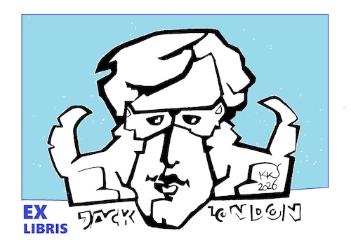 Cartoon: JACK LONDON exlibris (medium) by Kestutis tagged today,usa,writer,book,exlibris,kestutis,lithuania,art,kunst,birthday,jack,london