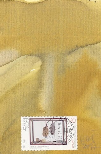 Cartoon: Joseph Beuys portrait (medium) by Kestutis tagged beuys,portrait,dada,postcard,caricature,post,staps,mail,art,kestutis,lithuania,kunst,germany,deutschland