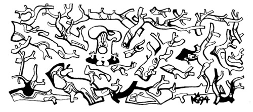Cartoon: Labyrinth. Task (medium) by Kestutis tagged kids,children,kinder,pilze,nature,adventure,wood,pfifferlinge,chanterelle,mushroom,lithuania,kestutis,forest,wald,task,labyrinth