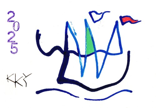 Cartoon: Lines floating and fly 1 (medium) by Kestutis tagged lines,floating,fly,dada,postcard,art,kunst,kestutis,lithuania