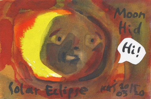 Cartoon: Moon hid (medium) by Kestutis tagged lithuania,kestutis,postcard,dada,moon,astronomy,eclipse,solar