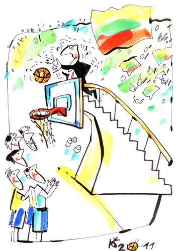 Cartoon: OPENING CEREMONY (medium) by Kestutis tagged lithuania,kestutis,final,championships,sport,basketball