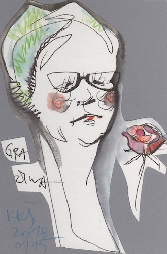 Cartoon: Painter Grazina Vitartaite (medium) by Kestutis tagged painter,dada,postcard,kestutis,lithuania,sketch