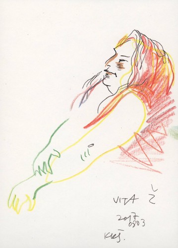 Cartoon: Painter Vita Zabarauskaite (medium) by Kestutis tagged sketch,kestutis,lithuania