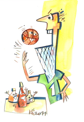 Cartoon: Pizza and Basketball (medium) by Kestutis tagged lithuania,kestutis,pizza,basketball,championships,fun,sports,ball,pizzapitch