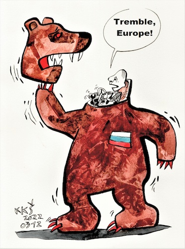 Cartoon: Putins new weapon (medium) by Kestutis tagged putin,war,europe,russia,ukraine,kestutis,lithuania