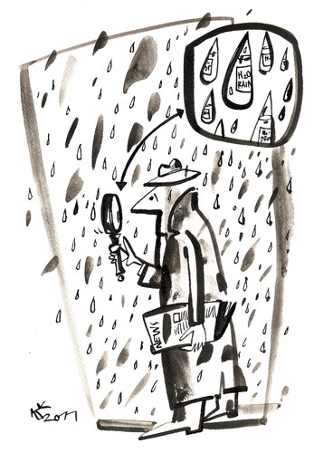 Cartoon: RAIN - DROP (medium) by Kestutis tagged regen,water,wasser,lupe,zeitung,newspaper,news,drop,rain,tropfen,magnifier