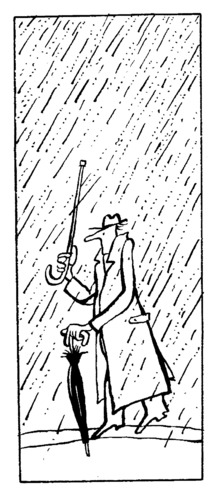 Cartoon: RAIN. Absent - minded (medium) by Kestutis tagged rain,minded,kestutis,siaulytis,lithuania,sluota,umbrella