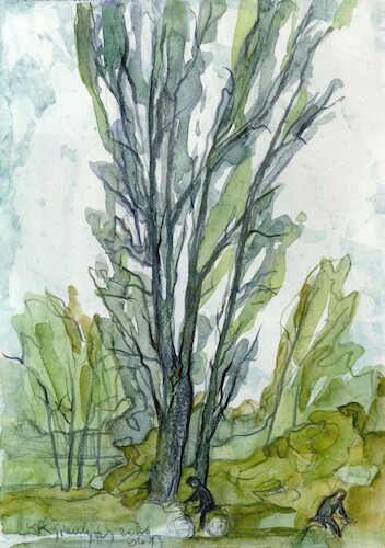 Cartoon: Rainy day (medium) by Kestutis tagged rain,art,kunst,watercolor,kestutis,lithuania