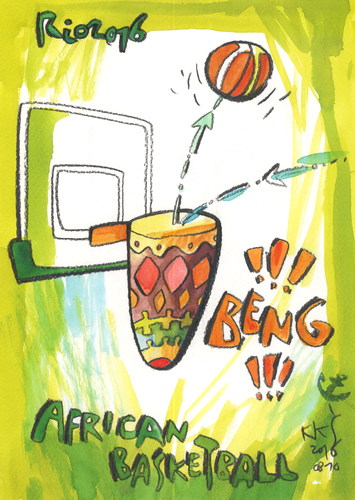 Cartoon: Rio. African basketball (medium) by Kestutis tagged basketball,olympics,2016,sports,summer,rio,brazil,games,africa