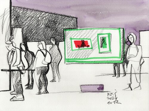 Cartoon: Spectators (medium) by Kestutis tagged spectators,vilnius,exhibition,art,kunst,sketch,kestutis,lithuania