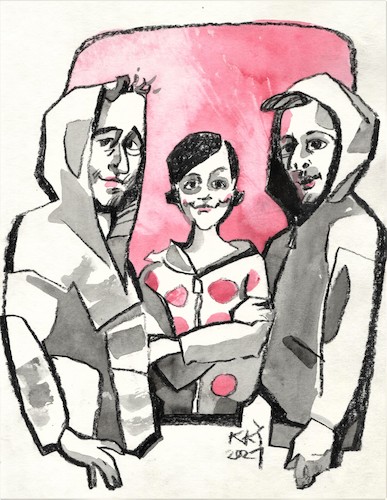 Cartoon: Three actors (medium) by Kestutis tagged actors,kestutis,lithuania,theater