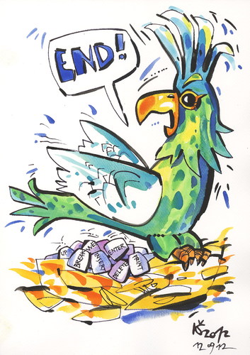 Cartoon: THUS CREATING KEYBOARD (medium) by Kestutis tagged adventure,insert,end,enter,lithuania,siaulytis,kestutis,computer,ornithology,vogel,bird,history,keyboard,creating,parrot,education