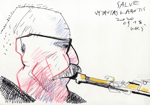 Cartoon: Vytautas Labutis (medium) by Kestutis tagged sketch,jazz,musician,kestutis,lithuania