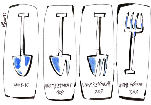 Cartoon: WORK AND UNEMPLOYMENT (medium) by Kestutis tagged work,unemployment,arbeit,arbeitslosigkeit