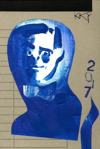 Cartoon: Yves Klein (medium) by Kestutis tagged yves,klein,art,kunst,dada,blue,postcard,kestutis,lithuania