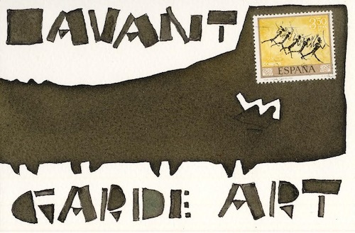 Cartoon: AVANT GARDE ART (medium) by Kestutis tagged dada,postcard,mail,art,comic,kestutis,lithuania,avantgarde