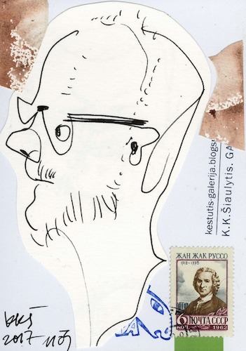 Cartoon: Dmitrij Gutov (medium) by Kestutis tagged sketch,postcard,kestutis,lithuania,dada,art,kunst