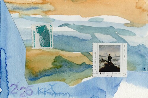 Cartoon: Echo (medium) by Kestutis tagged dada,postcard,art,kunst,caspar,david,friedrich,keastutis,lithuania