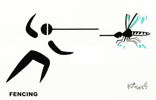 Cartoon: Interpretation of signs. Fencing (medium) by Kestutis tagged fencing,sport,signs,olympic,games,paris,2024,kestutis,lithuania