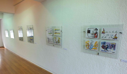 Cartoon: Media adventures. Exibition (medium) by Kestutis tagged lithuania,kestutis,cartoon,humourgraphics,exibition,adventures,media