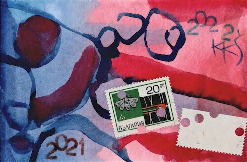 Cartoon: Moths in postage stamps (medium) by Kestutis tagged dada,postcard,postage,stamps,briefmarke,kestutis,lithuania,philatelie