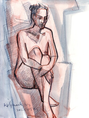 Cartoon: Painters Posers and Pencils 4 (medium) by Kestutis tagged painter,sketch,model,kestutis,lithuania,art,kunst