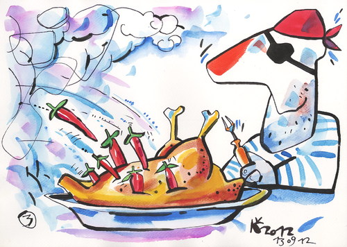 Cartoon: SALT OR PEPPER? (medium) by Kestutis tagged chef,adventure,kitchen,comic,strip,cannon,spices,food,salt,turtle,pirate,peper,kestutis,siaulytis,lithuania