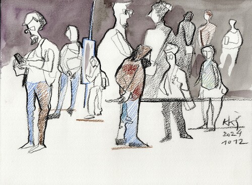 Cartoon: Spectators (medium) by Kestutis tagged spectators,vilnius,exhibition,art,kunst,sketch,kestutis,lithuania