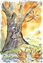 Cartoon: AUTUMN. HERBST. RUDUO (small) by Kestutis tagged maple autumn herbst bird vogel ahorn kestutis siaulytis lithuania nature tree baum blatt leaf swan tear reißen schwan