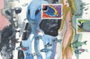 Cartoon: Comic world (small) by Kestutis tagged comic world kestutis lithuania hero alien man woman dada postcard