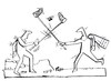 Cartoon: DUEL (small) by Kestutis tagged duel,people,butterfly,schmetterling,kestutis,sluota