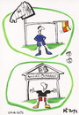 Cartoon: FOOTBALL. GREECE - GERMANY (small) by Kestutis tagged football,germany,greece,deutschland,goalkeeper,championship,euro,2012,soccer,trojan,horse,fußball,fussball,deutsche,bank,trojanisches,pferd