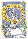 Cartoon: HARE - CLOCK (small) by Kestutis tagged hare,animal,clock,winter,hours,hase,nature