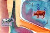 Cartoon: Lost in abstraction 2 (small) by Kestutis tagged dada,cow,bull,postcard,art,kunst,kestutis,lithuania,lost,abstraction