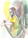 Cartoon: Man with bagpipes (small) by Kestutis tagged sketch,watercolor,music,kestutis,lithuania