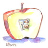 Cartoon: Montmartre apple (small) by Kestutis tagged montmartre man woman künstler kestutis siaulytis lithuania kunst art apple