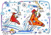 Cartoon: Racing to Santa Claus (small) by Kestutis tagged racing,santa,claus,kestutis,lithuania,snowflakes,schneeflocken,hare,hase,weihnachten,christmas