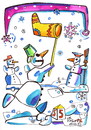 Cartoon: Snowman travels to Santa Claus (small) by Kestutis tagged snowman santa claus kestutis lithuania schneemann weihnachten christmas
