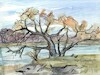 Cartoon: Spring by the frozen lake (small) by Kestutis tagged spring,lake,art,kunst,kestutis,lithuania,watercolor,sketch