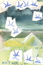 Cartoon: Terns evening (small) by Kestutis tagged dada postcard kestutis lithuania tern