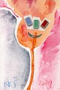 Cartoon: Watercolor flower (small) by Kestutis tagged watercolor flower dada postcard art kunst kestutis lithuania
