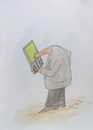 Cartoon: stuck (small) by Zoran tagged mobile,obsession,stuck,alienation